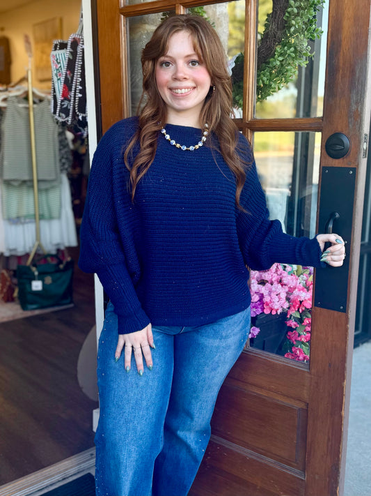 Navy Airy Dolman Sweater