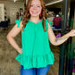 Green Chic Ruffled Sleeveless Top