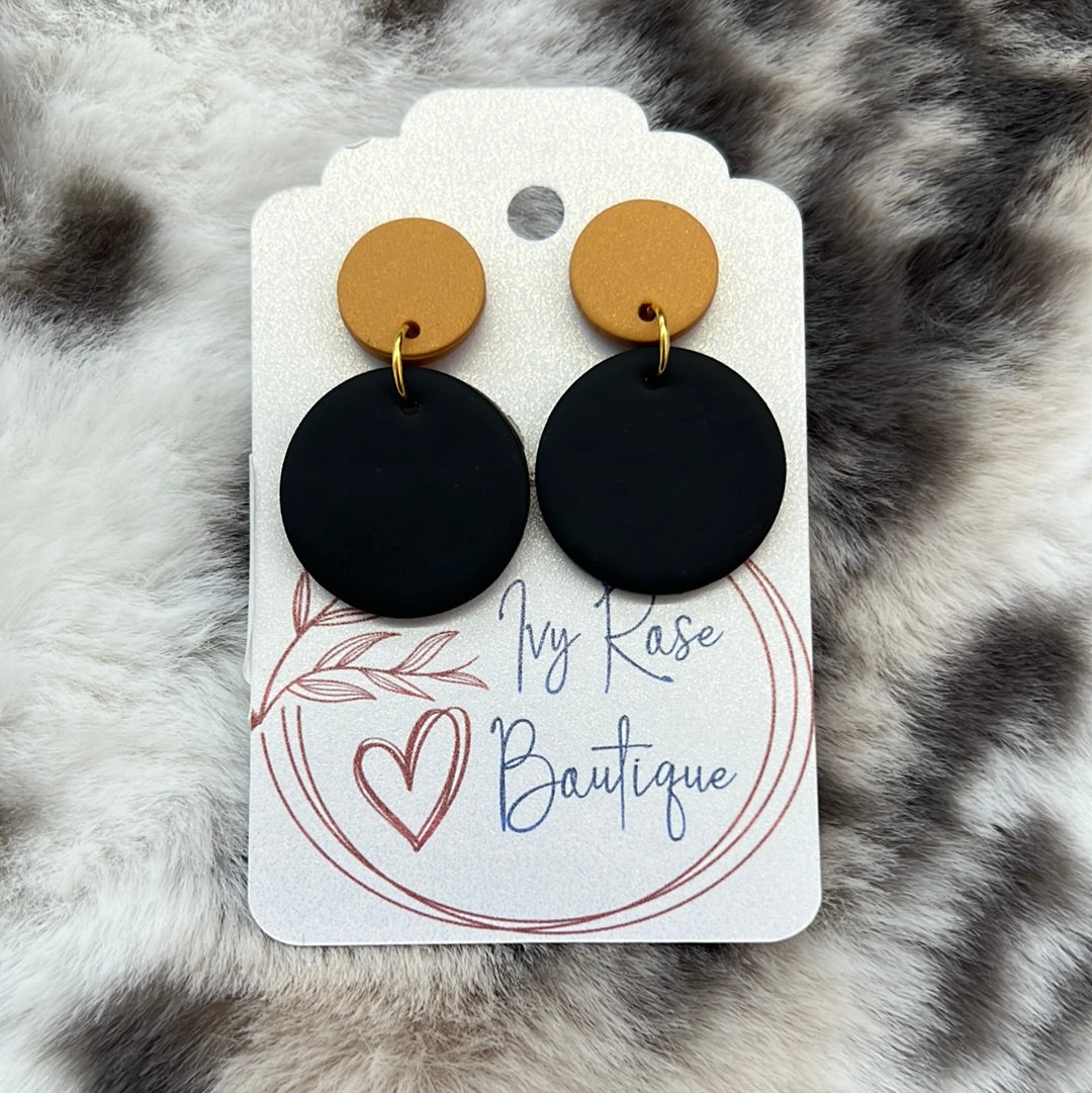 Gold and Black Dot Earring