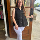 Black Sleeveless Tiered Button Down Top