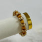 Gold Bar & Wood Beaded Stretch Bracelet