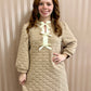 Taupe Bow Accent Textured Shift Dress