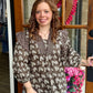 Brown Woven Print Top
