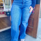 High Rise Wide Leg Jeans w/ Rhinestones