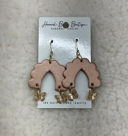 Rose Gold Butterfly Dangle Earrings