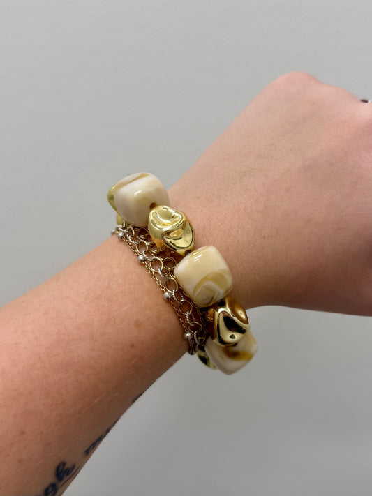 Hart Designs Cream & Gold Bead Bracelet