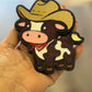 Cowboy Cow Car Freshie- Champagne Toast