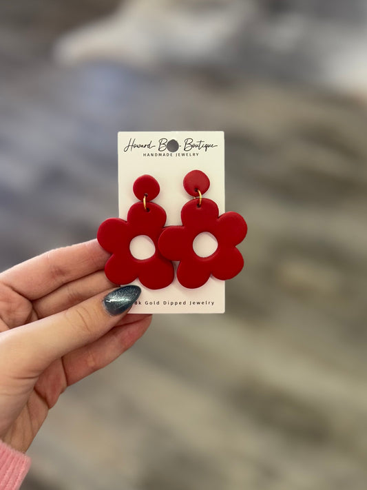 Red Flower Earrings