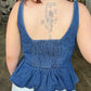 Pintuck Denim Peplum Top