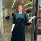 Dark Green Velvet Flutter Sleeve Dress