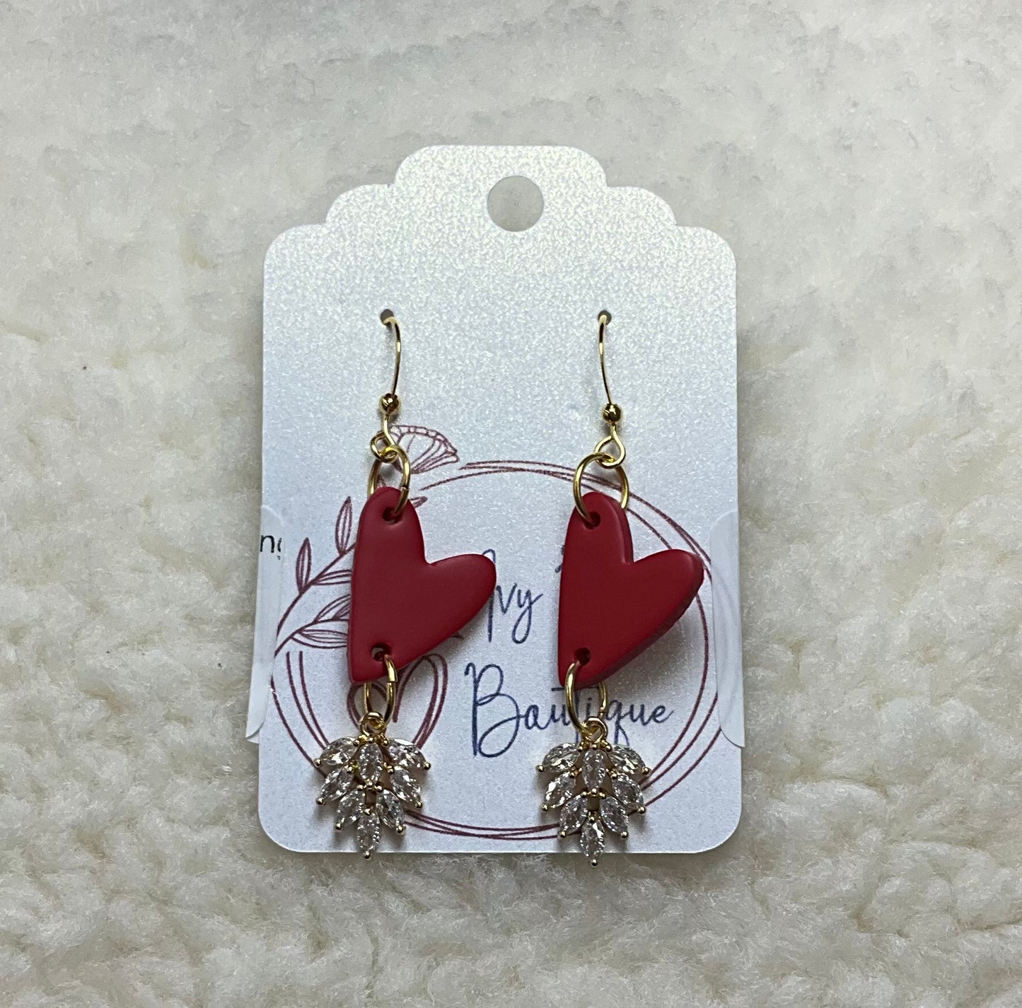 Red Crystal Heart Dangle Earring