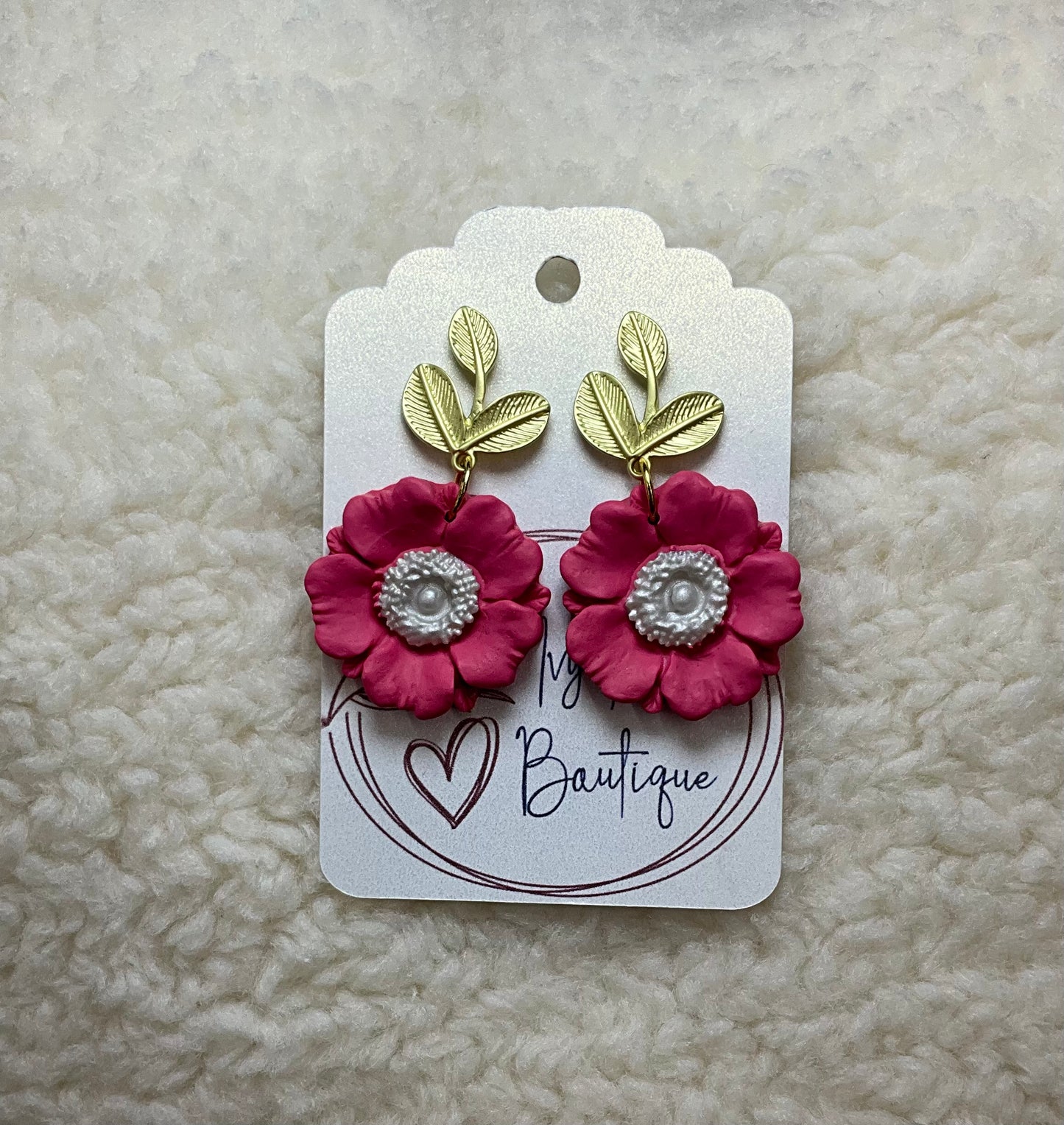 Flower & Stem Dangle Earrings