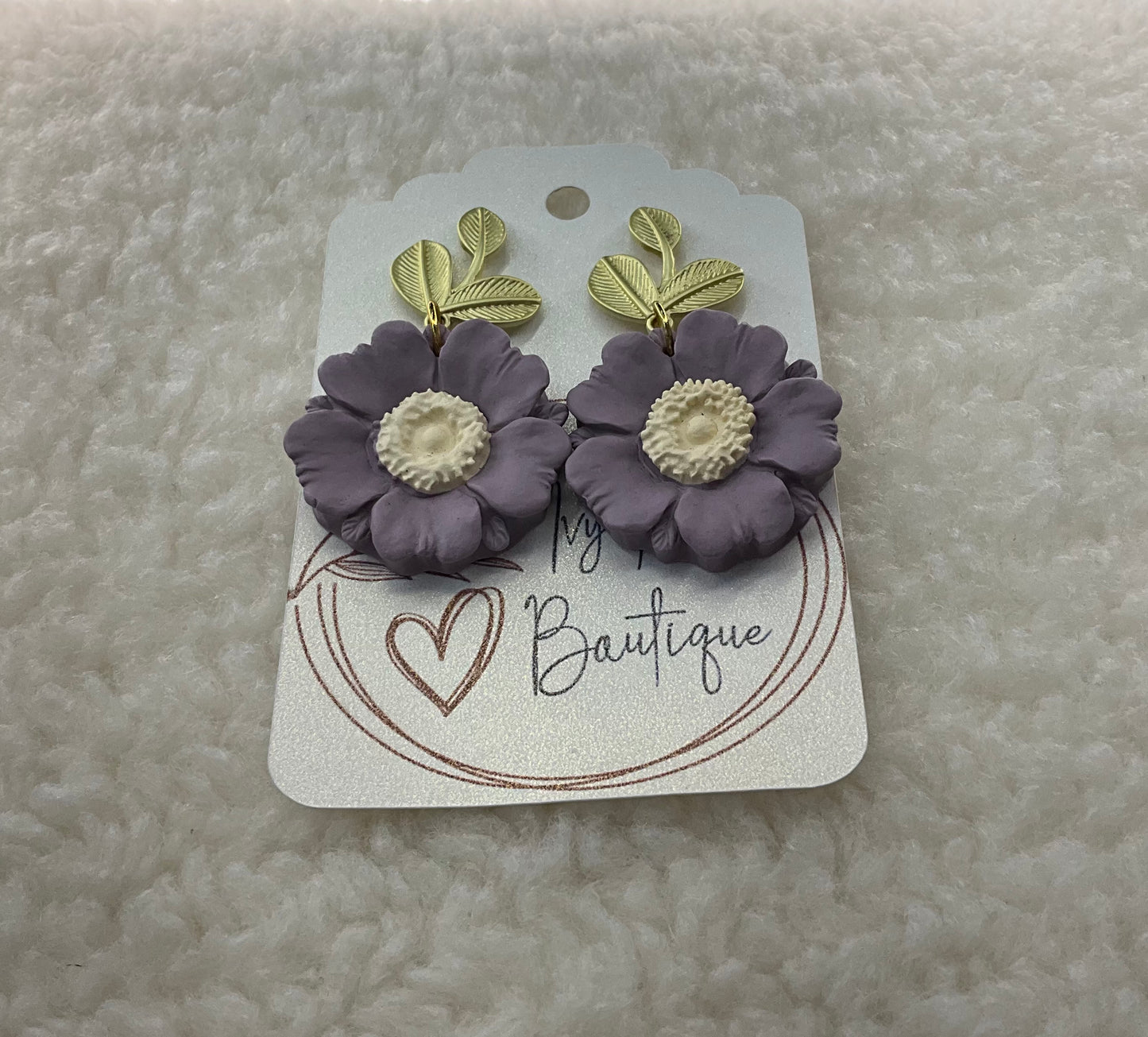 Flower & Stem Dangle Earrings