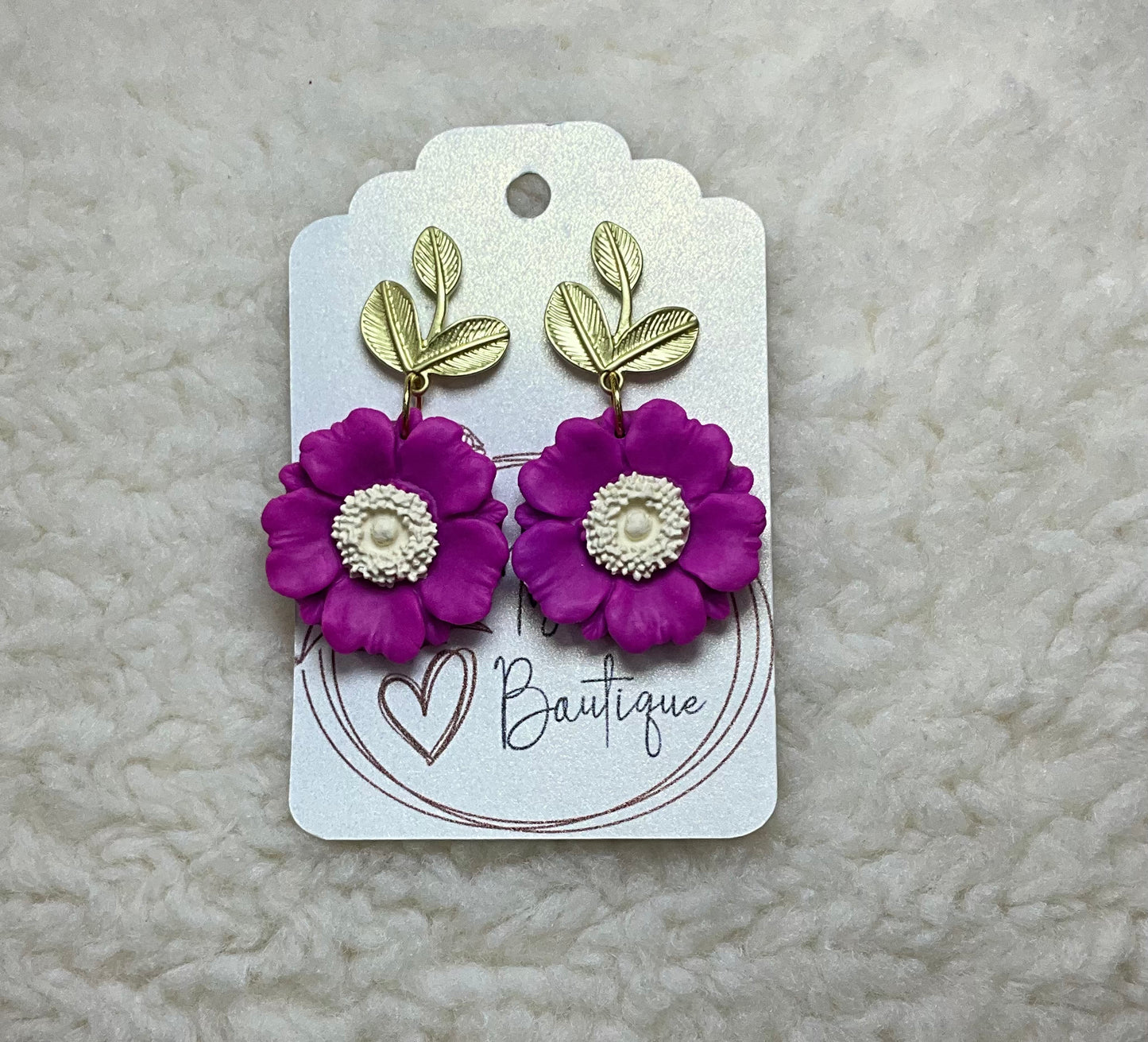 Flower & Stem Dangle Earrings