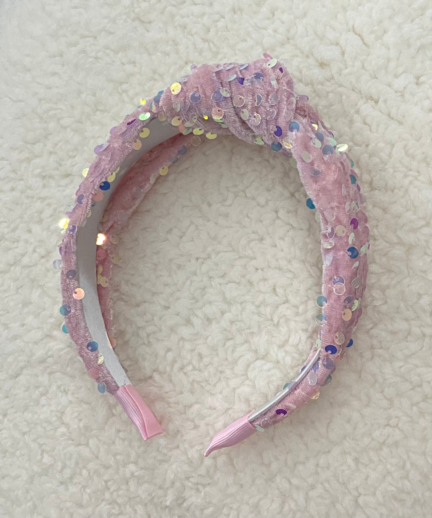 Pink Sequin Velvet Headband