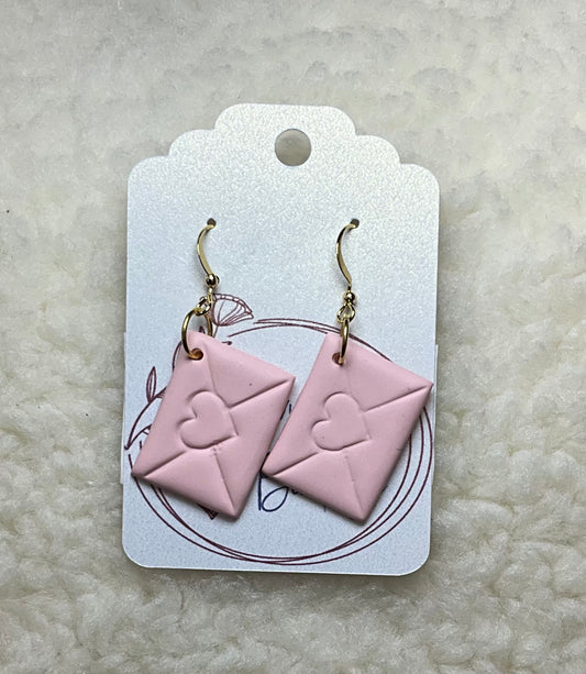 Pink Valentine Letter Earring