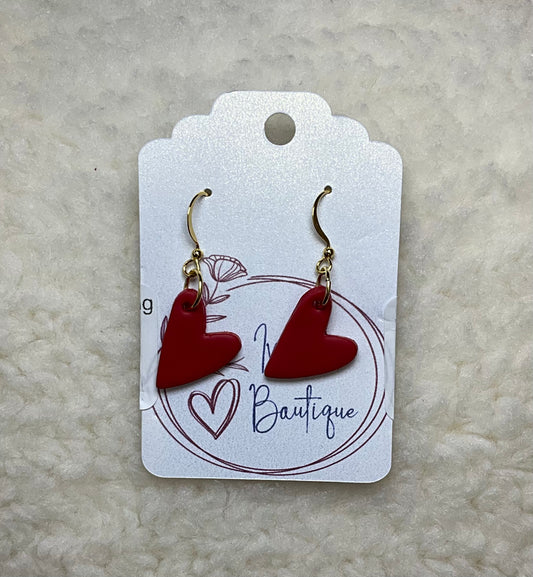 Red Heart Dangle Earring