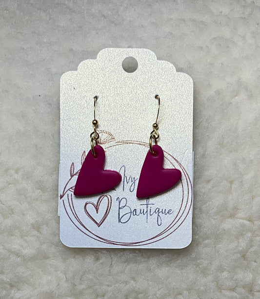 Fuchsia Heart Dangle Earring