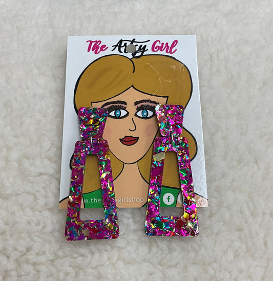 Rainbow Confetti Dangle Earrings