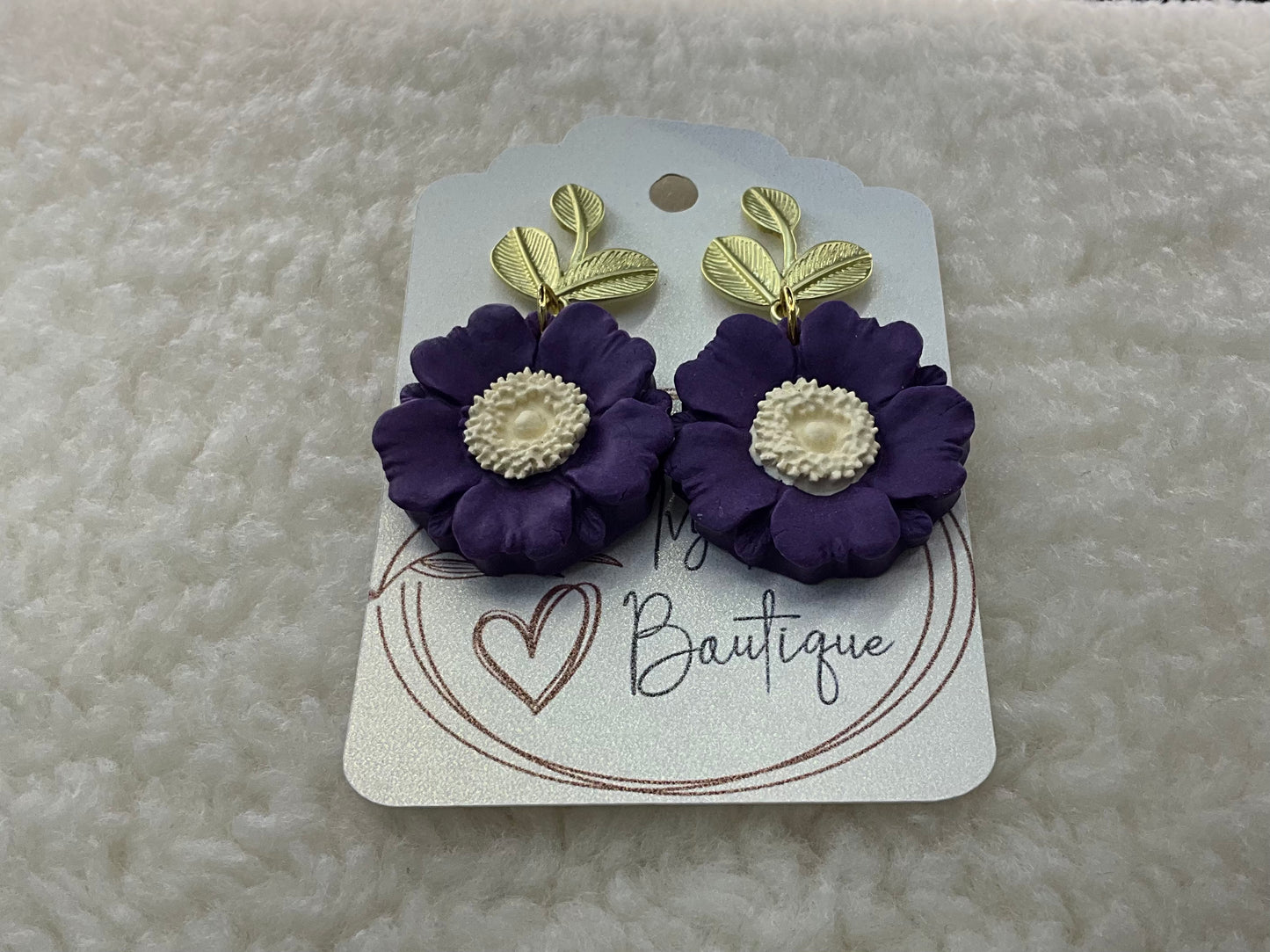 Flower & Stem Dangle Earrings