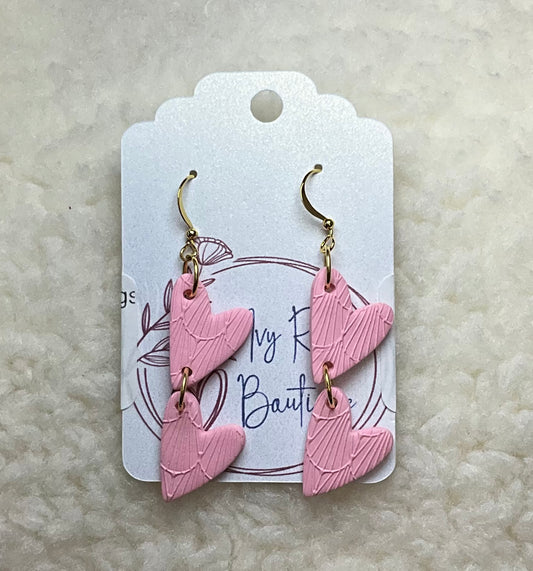 Pink Heart Dangle Earrings