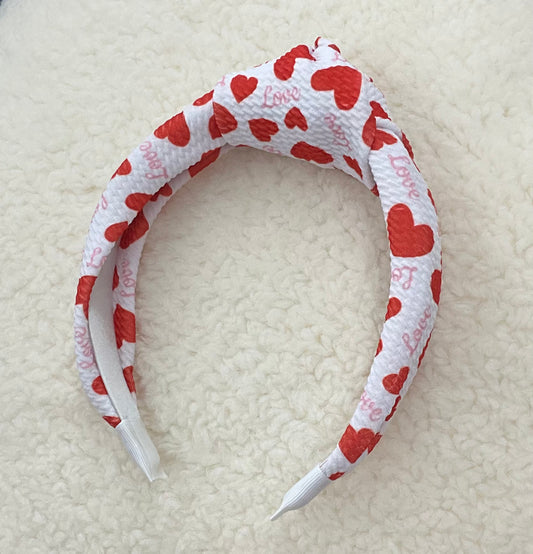 White & Red Hearts Headband