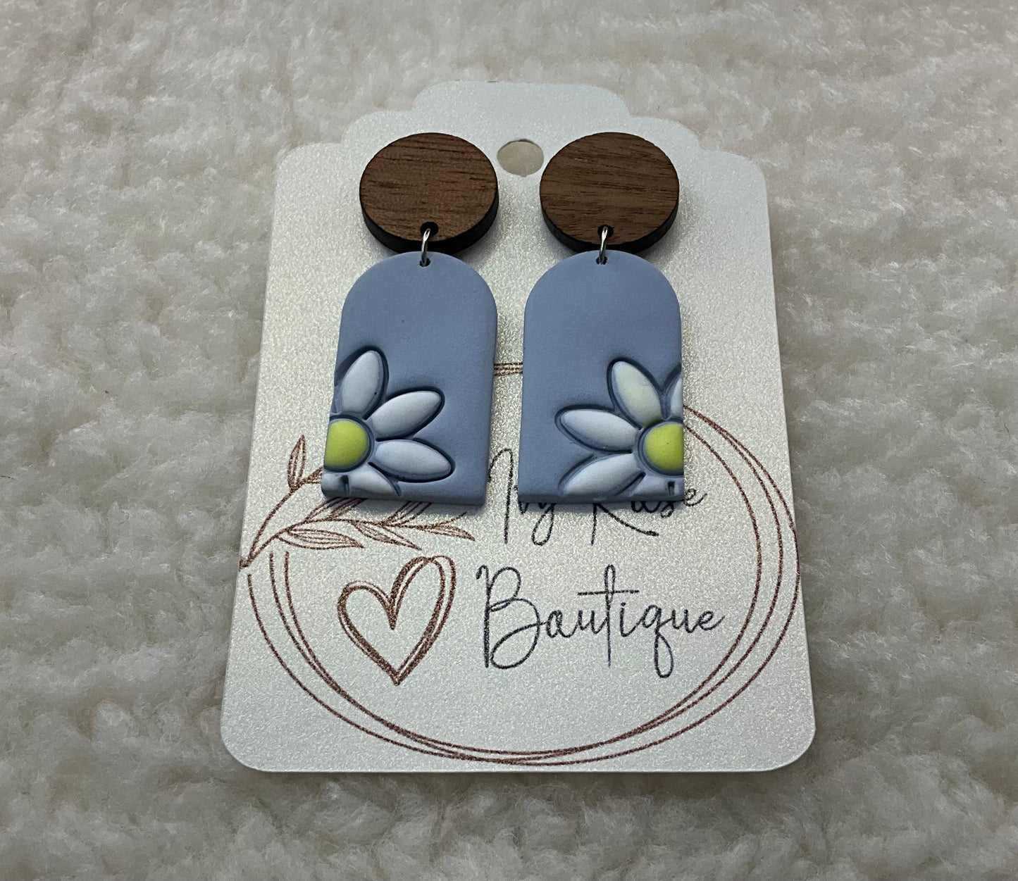 Clay Dangle Earrings with Flower