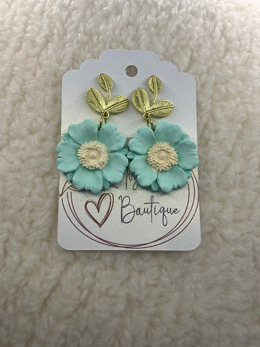 Flower & Stem Dangle Earrings