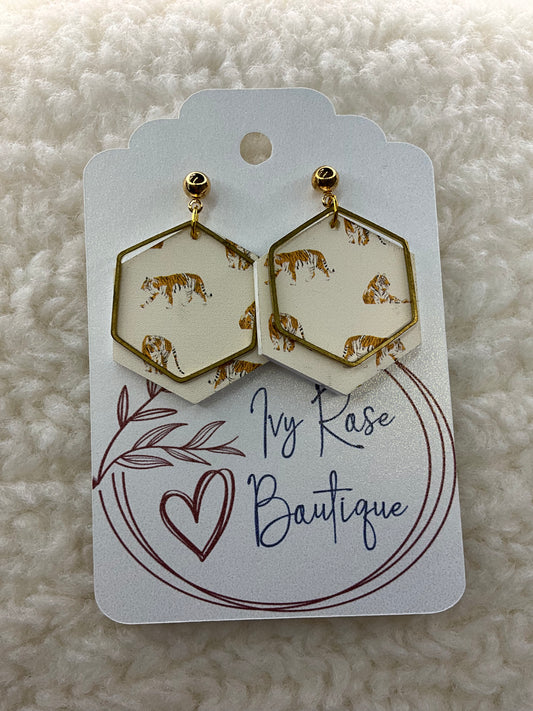 Tiger Hexagon Earrings