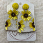 Seed Bead Sunflower Earrings