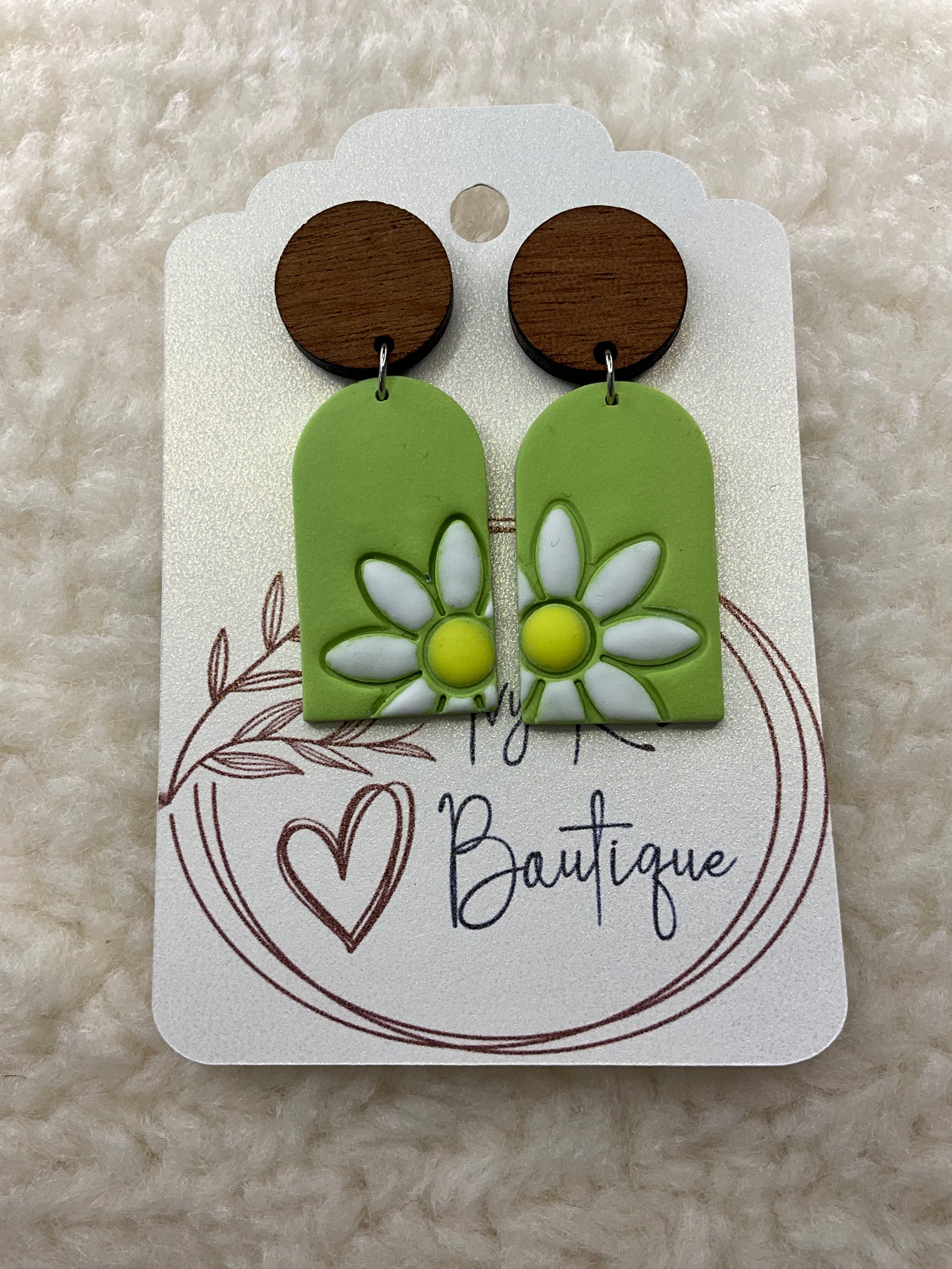 Clay Dangle Earrings with Flower