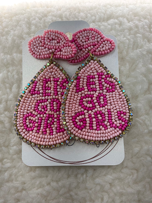 Pink 'Let's Go Girls' Western Teardrop Earrings