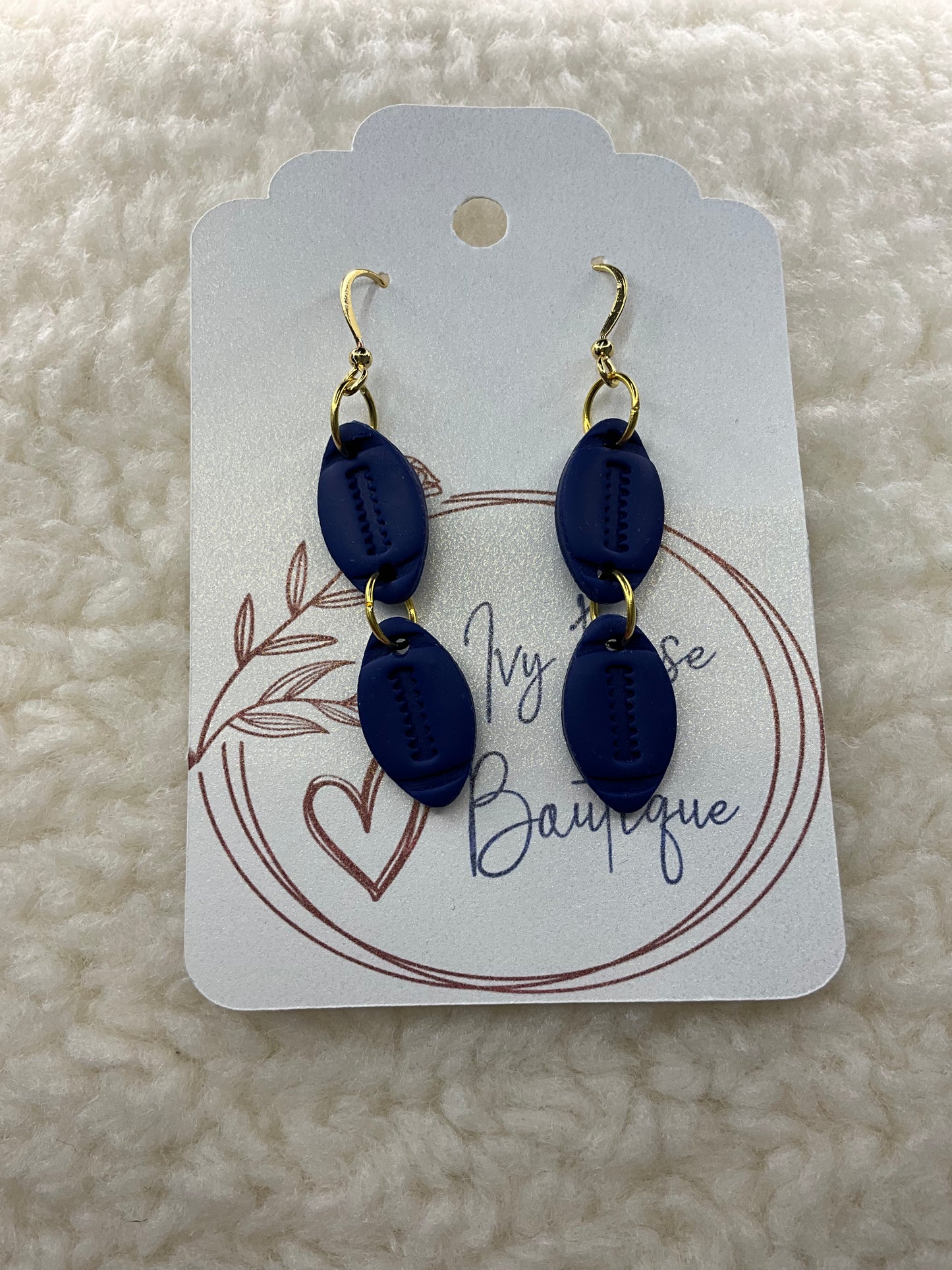 Blue Football Dangle Earring