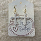 White Dangle Cross Earrings