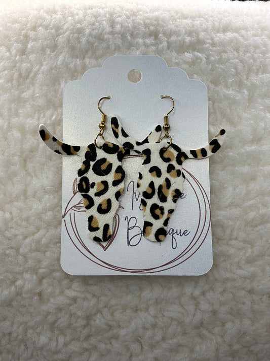 Leopard Cow Leather Earrings