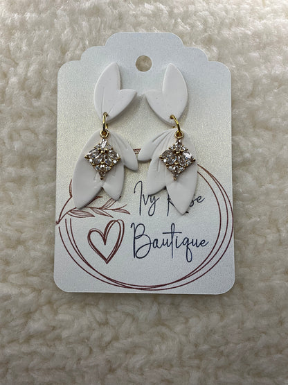 White Bridal Charm Earrings Collection