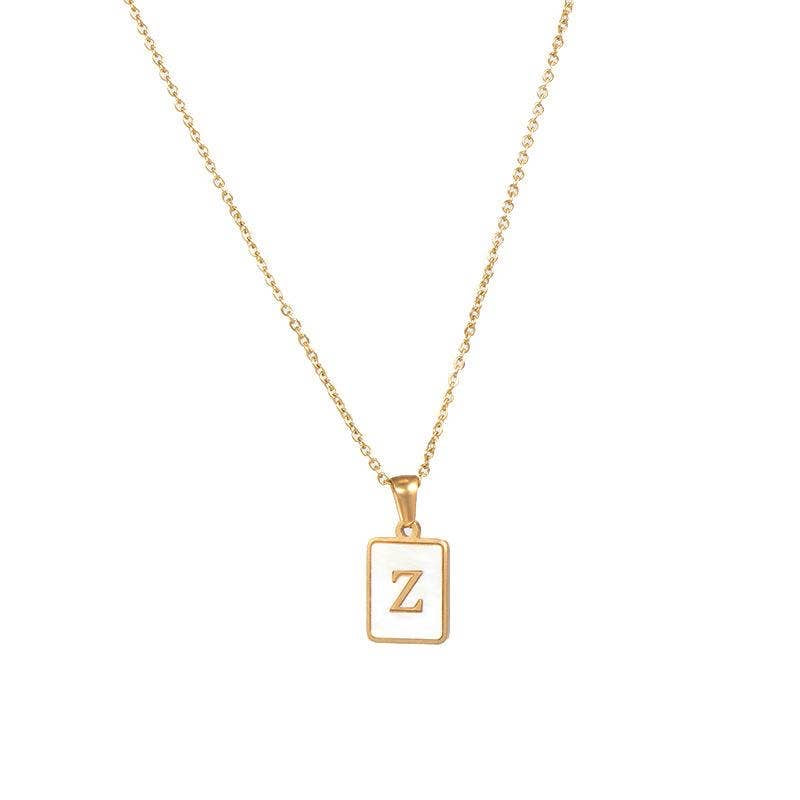 Square Initial 18K Gold- Plated Stainless Steel Necklace