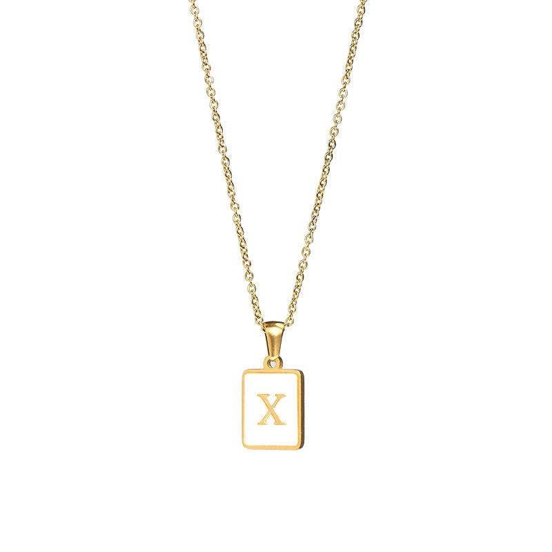 Square Initial 18K Gold- Plated Stainless Steel Necklace