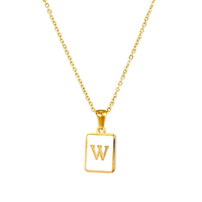 Square Initial 18K Gold- Plated Stainless Steel Necklace