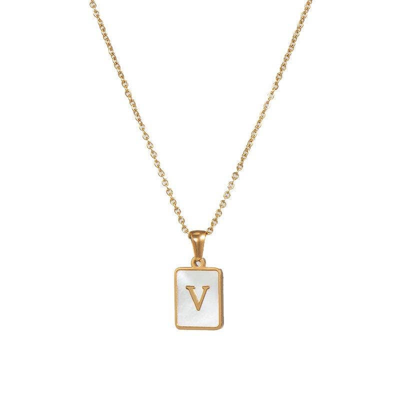 Square Initial 18K Gold- Plated Stainless Steel Necklace