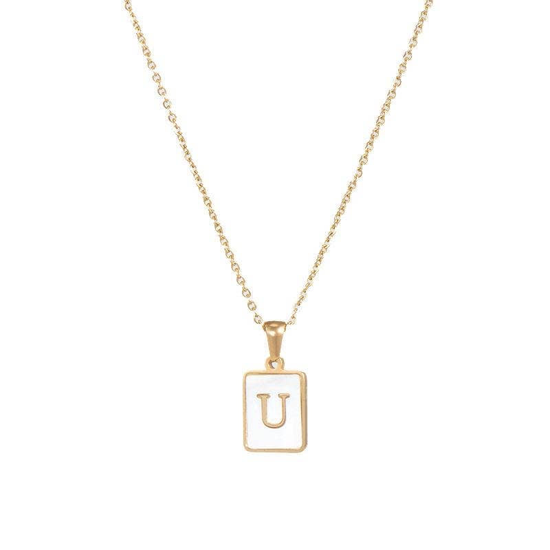 Square Initial 18K Gold- Plated Stainless Steel Necklace