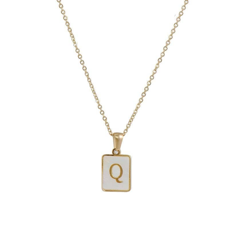 Square Initial 18K Gold- Plated Stainless Steel Necklace