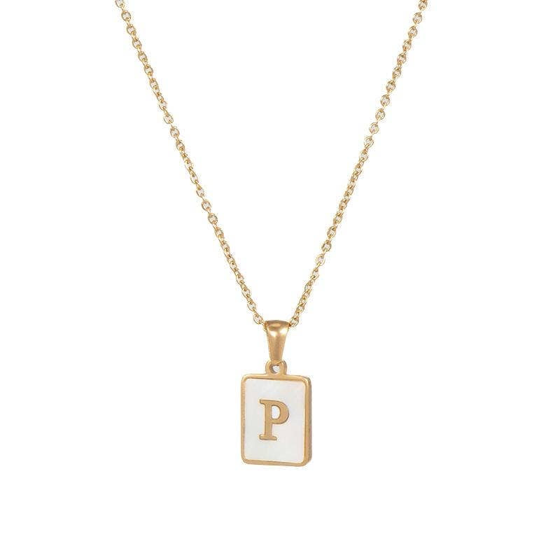 Square Initial 18K Gold- Plated Stainless Steel Necklace