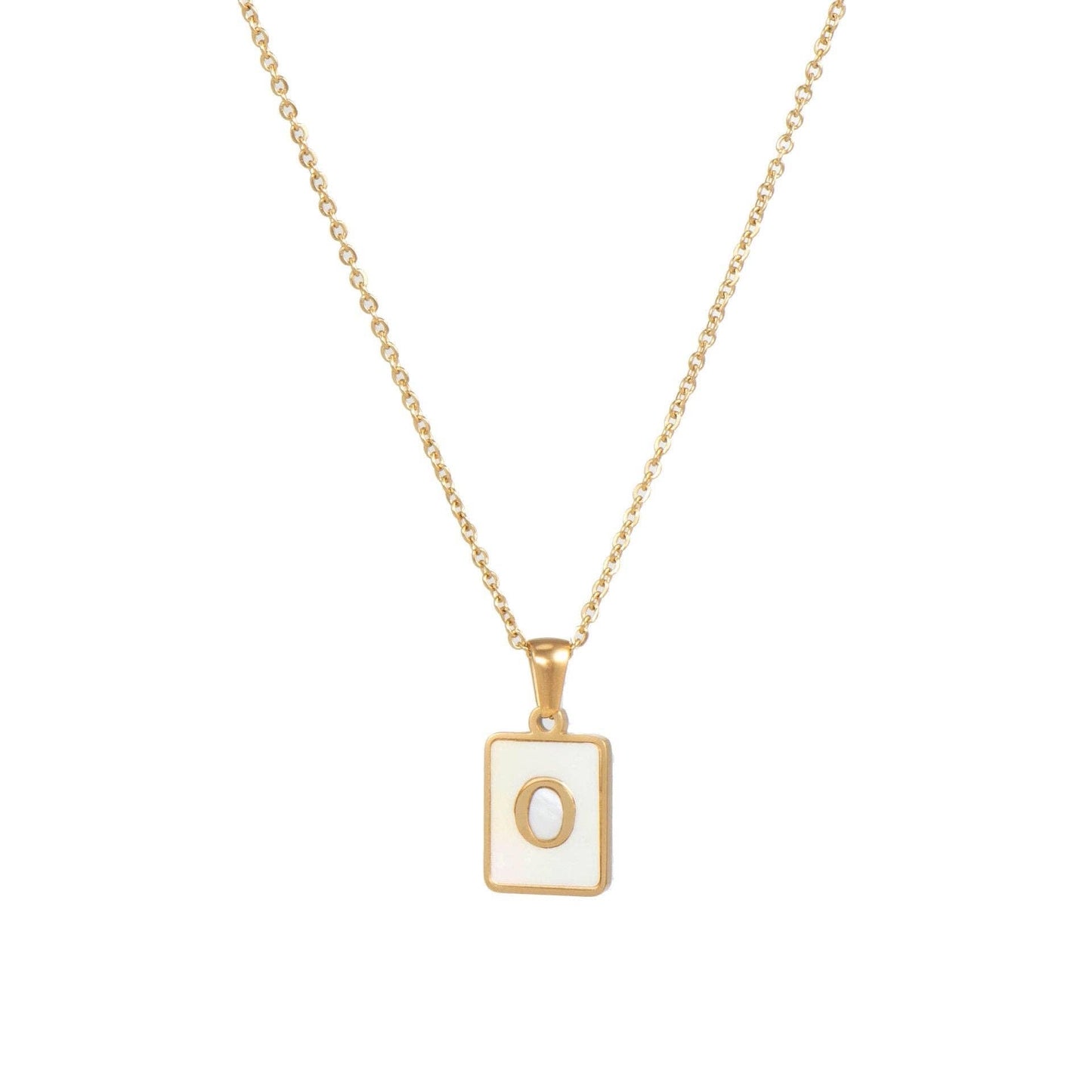 Square Initial 18K Gold- Plated Stainless Steel Necklace