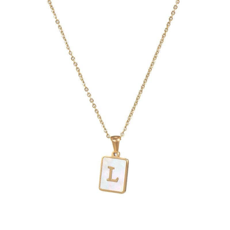 Square Initial 18K Gold- Plated Stainless Steel Necklace