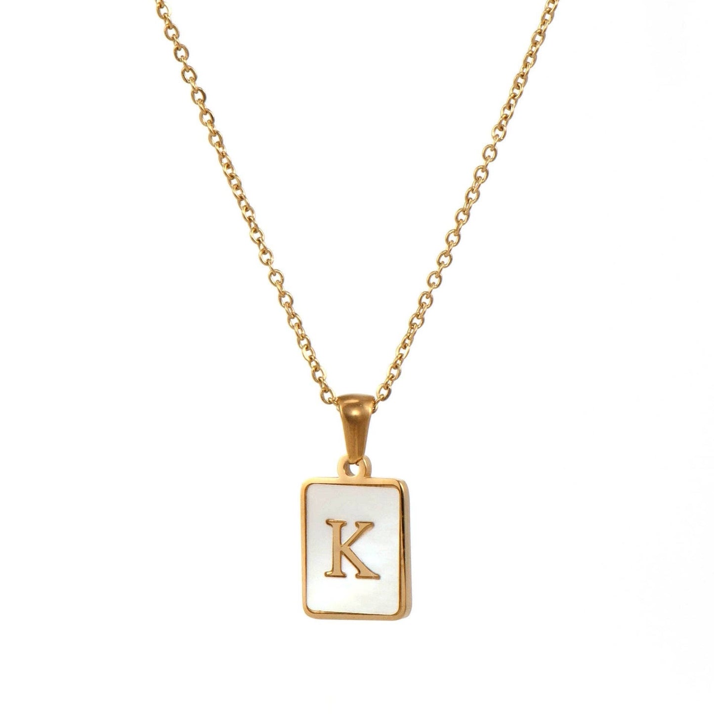 Square Initial 18K Gold- Plated Stainless Steel Necklace