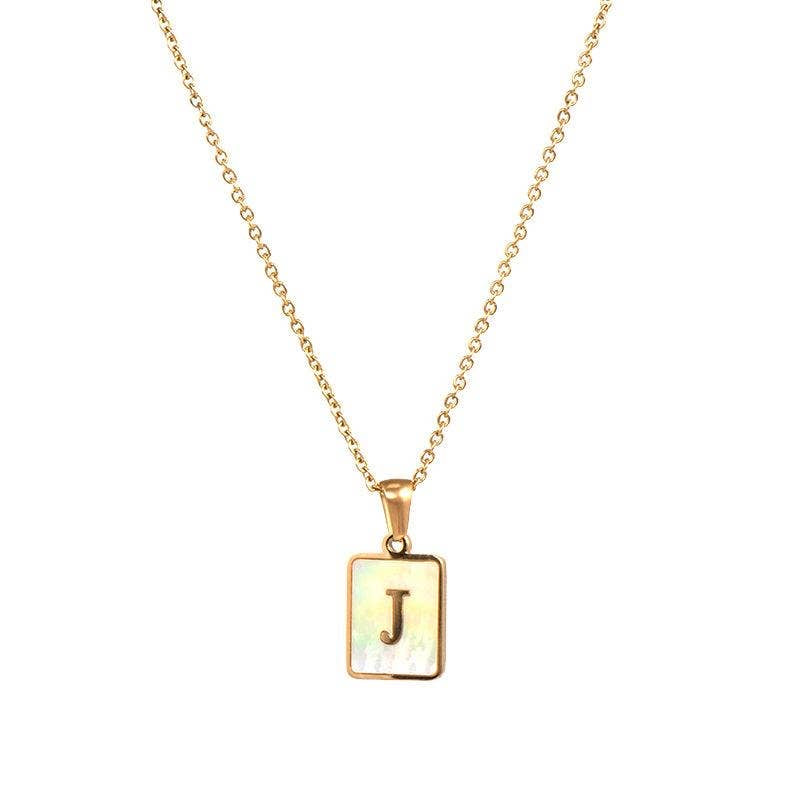 Square Initial 18K Gold- Plated Stainless Steel Necklace