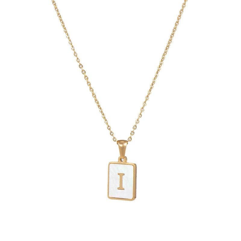 Square Initial 18K Gold- Plated Stainless Steel Necklace