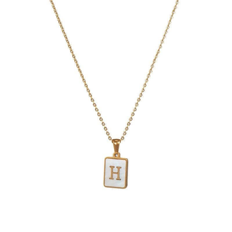 Square Initial 18K Gold- Plated Stainless Steel Necklace