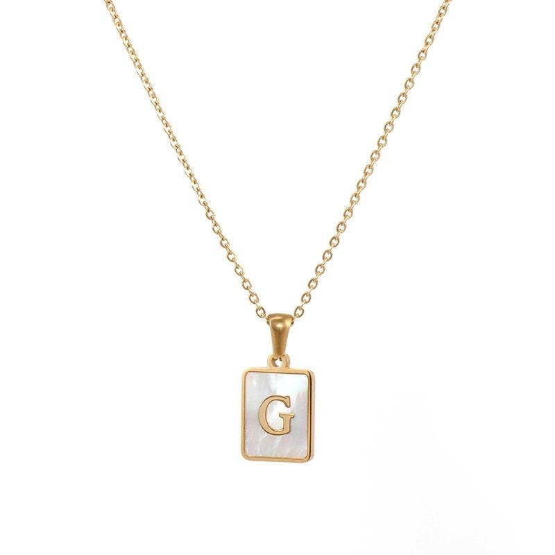 Square Initial 18K Gold- Plated Stainless Steel Necklace